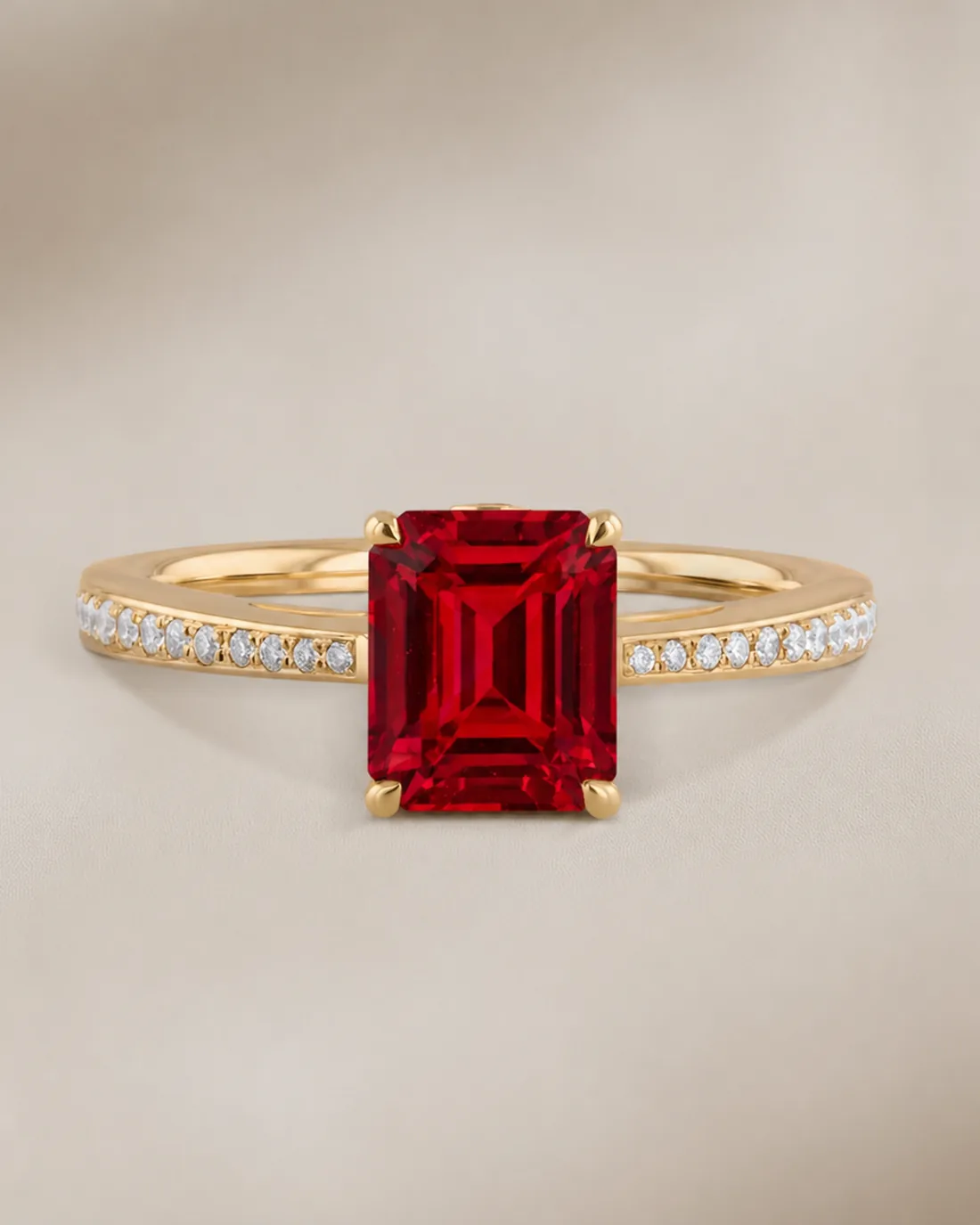 Diamond pavé held to the light at the bench